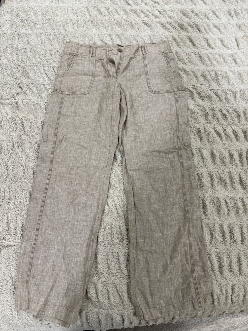 Tommy Bahama Linen-Blend Wide-Leg Pants — Taupe